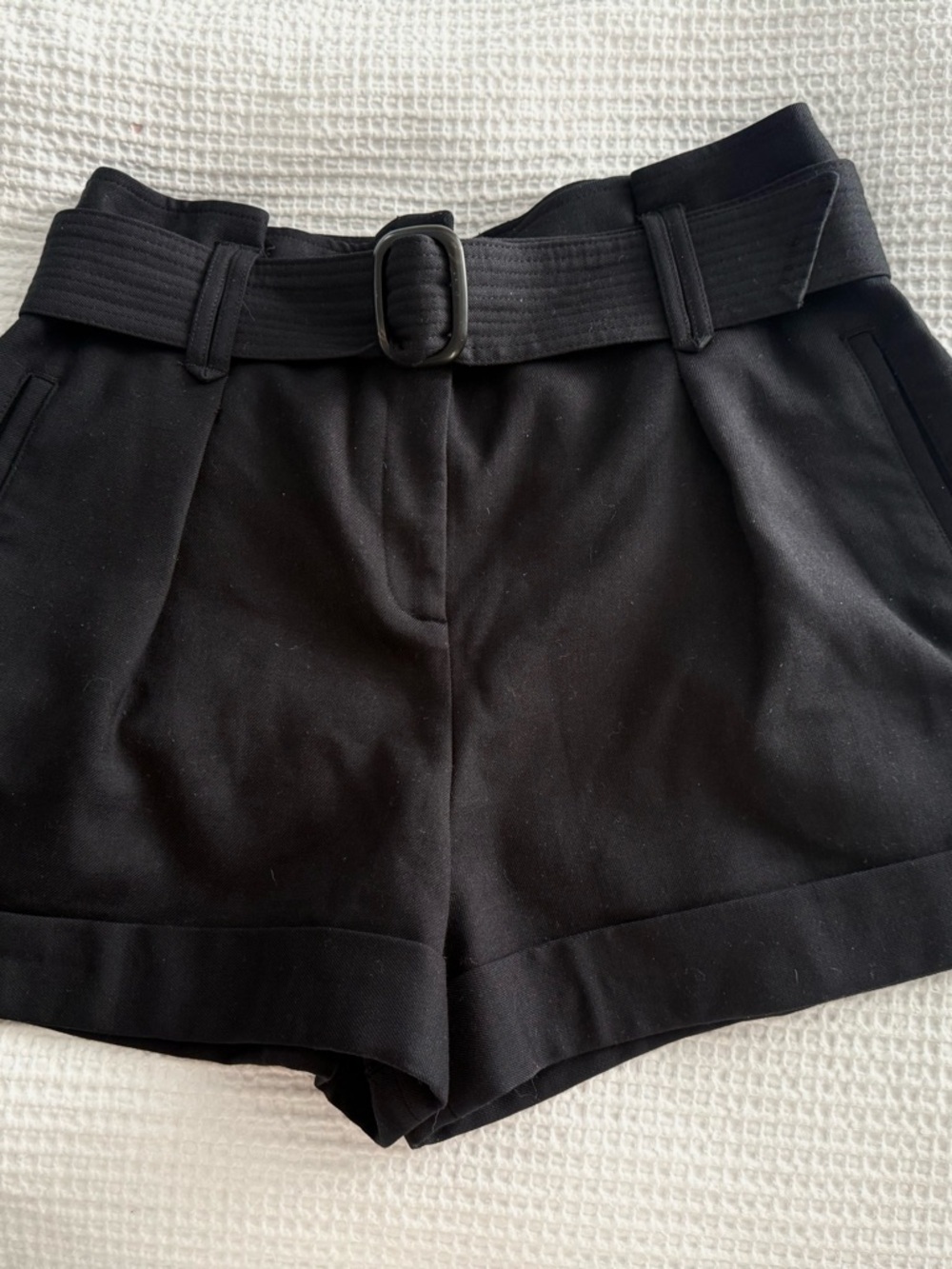SOLD Sezane Black High-Waist Belted Tailored Rome Shorts Size 42 (US 10)
